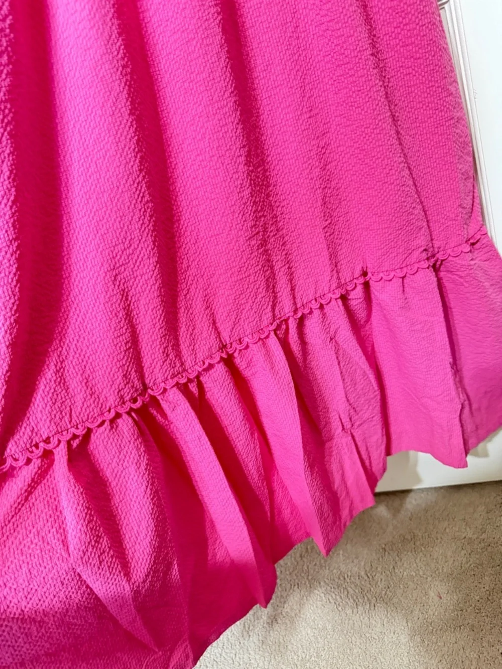 Umgee Hot Pink Ruffle Sleeve Midi Dress - Picture 7 of 8